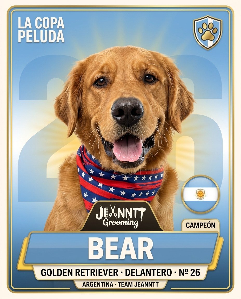 Cromo de La Copa Peluda — Bear, golden retriever, Argentina, número 26